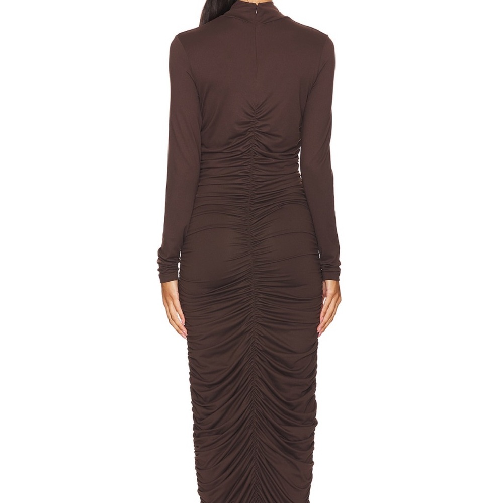 REVOLVE Susana Monaco Mock Gathered Long Sleeve Dress in Java - Picture 3 of 3